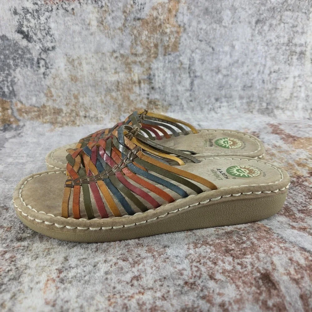 Earth Spirit Calhoun Gelron 2000 Slide Sandals Women 7.5 Woven Leather‎ Huarache